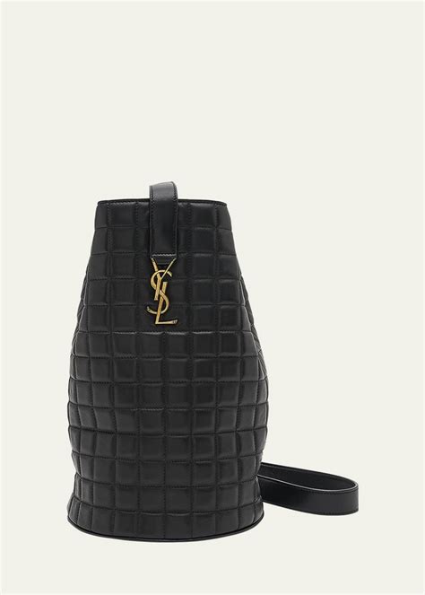 Saint Laurent Cecile Medium YSL Bucket Bag in Quilted Smooth 